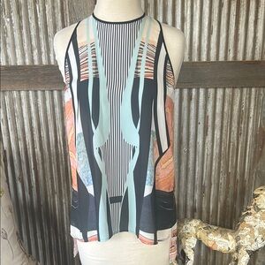 🔥 ON SALE!! Clover Canyon Blue Green Graphic Cut Out Tank Top